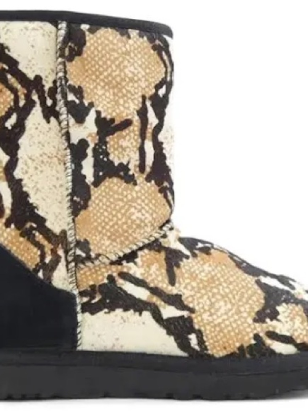 UGG Women's Short Ankle Boot in Cream, Beige & Black Animal Print